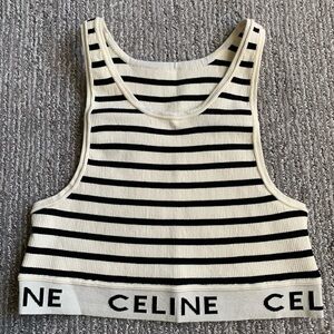 Celine Women's Black and White Striped Bralette TankTop